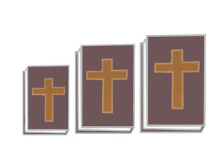 Obraz premium Illustration of large, medium and small Bibles lined up