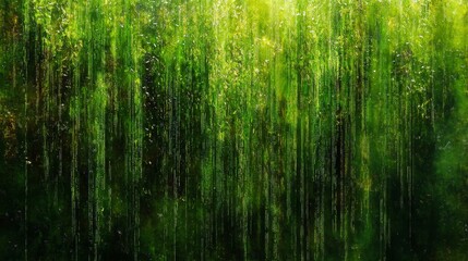 Fototapeta premium Abstract Green Digital Rain on Black Background, Matrix Raining Code, Cyberpunk Aesthetic