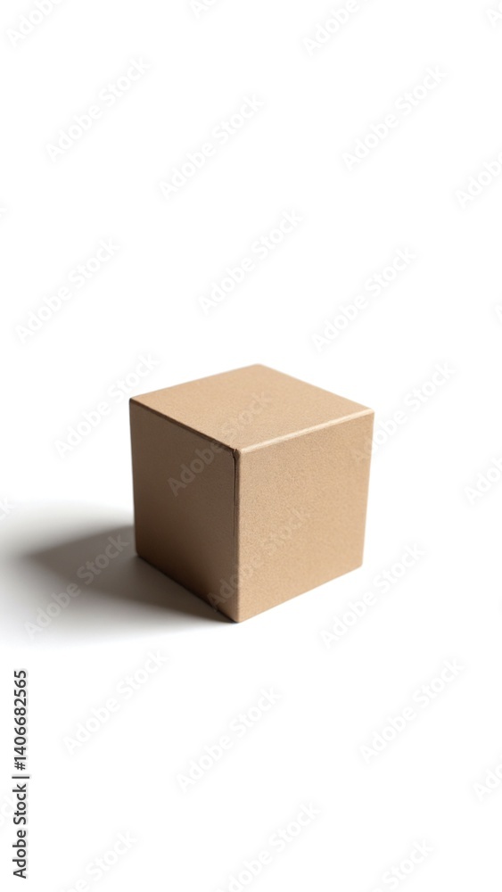 Poster Isolated Cube Block on White Surface with Shadow for Simple Concepts