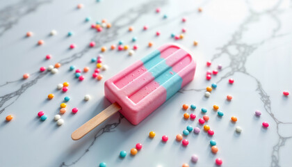 Colorful Popsicle on a Marble Surface