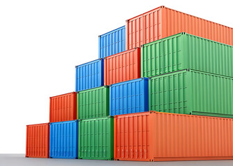 Fototapeta premium Stack of colorful shipping containers.