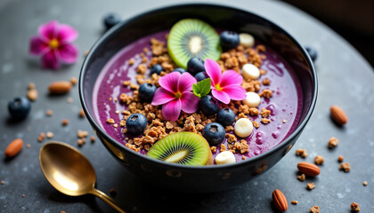 Delicious Acai Bowl with Fruits and Granola