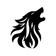 Wolf Silhouette Vector – Howling Wolf in Minimalist Black Design