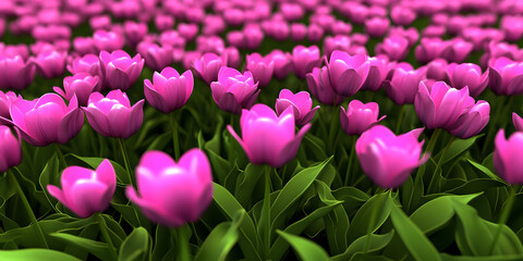 Obraz premium Pink Tulips Bloom Beautifully Outdoors