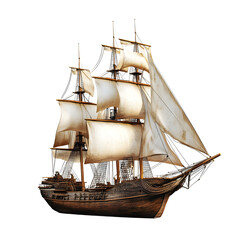 Detailed 3D Model of an Old Wooden Sailing Ship