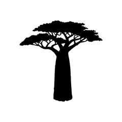 Baobab Tree silhouette icon vector flat design.