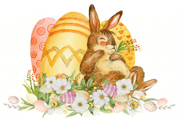 easter bunny with eggs