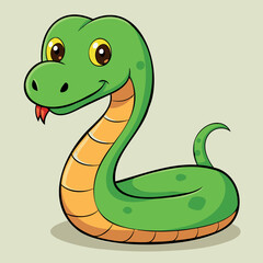 Fototapeta premium New Year Element, Cute Green Snake Vector Illustration