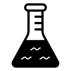 Chemistry flask solid icon, back to school concept. Vector graphics. Glass jar, glassware sign on white background, glyph style mobile or design.