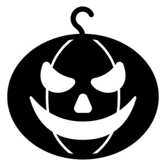 Pumpkin smile solid icon, halloween concept. Vector graphics. Scary vegetable sign on white background, glyph style mobile or design.