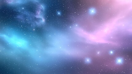 Naklejka premium A serene galaxy wallpaper featuring soft pastel tones blending together, with soft stars scattered across the cosmic scene, creating a calm atmosphere.
