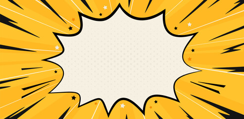 Pop art style background with comic speech bubbles blank. Vector illustration of colorful retro halftone pop art banner.