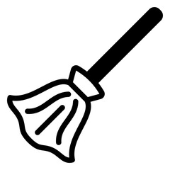 Witch broom solid icon, halloween concept. Vector graphics. Magic broomstick sign on white background, glyph style mobile or design.