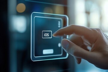 Interactive touch screen interface with finger selecting iOS option