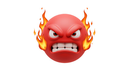 Obraz premium Fuming Red Sphere: Fiery Anger, Gritted Teeth, Cartoonish Rage.