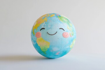 A smiling Earth globe, a cute illustration promoting global unity and environmental care.