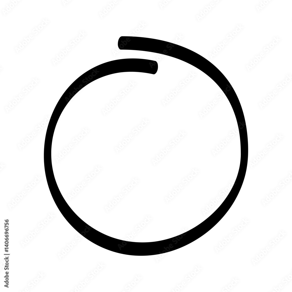 Aufkleber hand drawn circle simple bold, incomplete loop