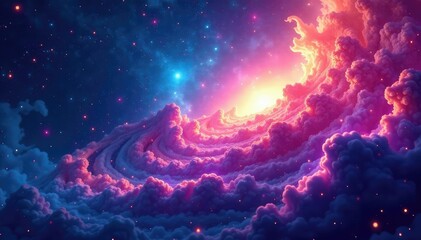 Fototapeta premium Abstract swirling nebula, cosmic seamless pattern, universe, element, mystical