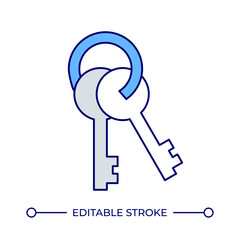 Keys line color icon. Lock opening set on keyring. Access to closed enclosures. Personal tool to enter apartment. Isolated vector illustration. Flat colorful symbol design. Editable stroke