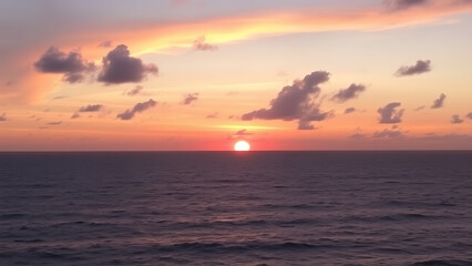 Ocean Sunset View with Vibrant Sky and Calm Waters