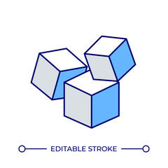 Floating cubes line color icon. Blockchain financial data containing system. 3d geometric shapes. Cubical blocks. Isolated vector illustration. Flat colorful symbol design. Editable stroke