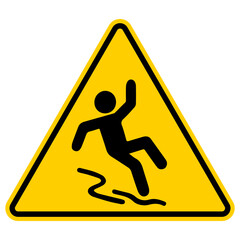 Caution sign slipping hazard icon wet floor falling warning symbol