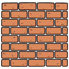 Classic Cartoon orange brick wall texture staggered pattern dark mortar