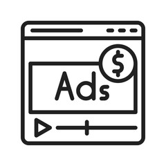 Ads icon vector image. Suitable for mobile apps, web apps and print media.
