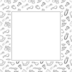 kitchen utensil frame. doodle kitchenware square frame. kitchen background