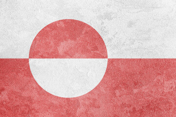 Naklejka premium Distressed danish flag background. National banner for greelandic patriotism. Textured rough material for state holiday celebration and travel concept.