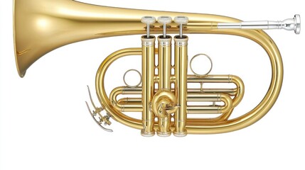 Gold brass cornet, musical instrument