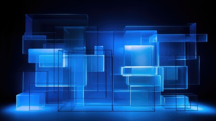 installation neon background blue