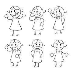 Stick man set figure stickman illustration character cartoon people hand drawn 