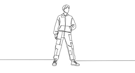 Fototapeta premium Stylish young person standing confidently in casual clothing
