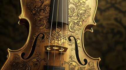 Ornate Violin with Intricate Gold Design