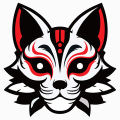 Kitsune Mask Vector – Japanese Mythical Fox Spirit Face
