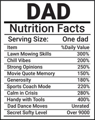 Dad Nutrition Facts - Funny Food Label Design