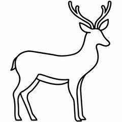 Deer Animal Line Art Drawing for Kids – Simple Outline Vector Illustration for Educational Design