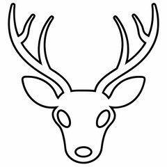 Deer Animal Line Art Drawing for Kids – Simple Outline Vector Illustration for Educational Design