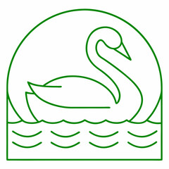 Swan Birds Line Art Drawing for Kids – Simple Outline Vector Illustration for Educational Design