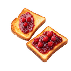 Raspberry Jam Toast: Delicious Breakfast Food Photo on transparent background