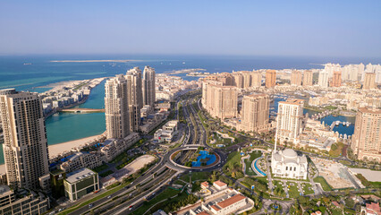 Aerial View of The Pearl in Doha, Qatar
