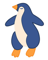 Vector isolated illustration of a cartoon penguin on a white background.