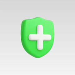 Obraz premium 3d Realistic Medical health protection shield cross Vector illustration