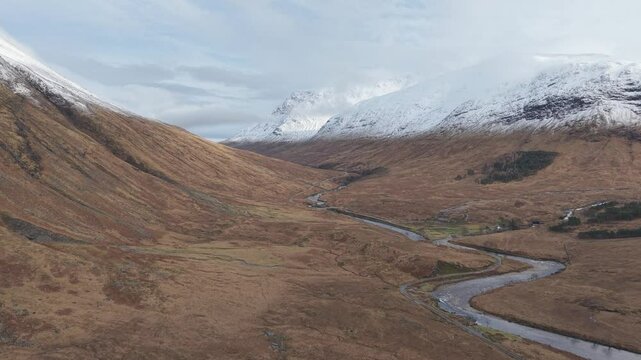 Glen Etive, a scenic drive through the Glencoe Valley in Scotland, United Kingdom