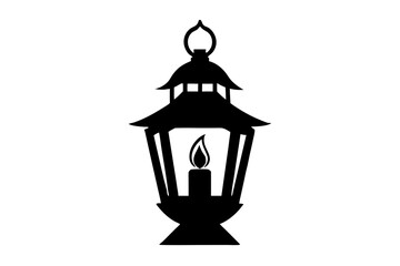 lantern candle inside silhouette vector illustration