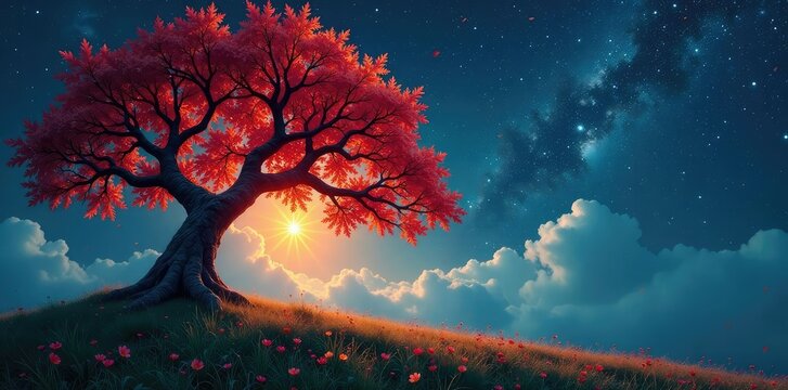 Branches of a tree stretching out into the void, tree, isolation