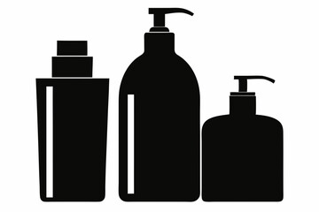 shampoo conditioner bottles silhouette vector illustration