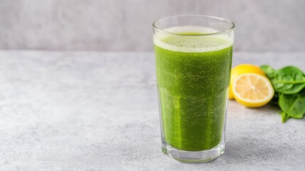 Fototapeta premium Fresh green smoothie with lemon and spinach