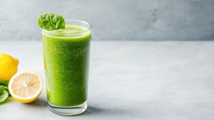 Fototapeta premium Fresh spinach lemon smoothie health drink refreshment